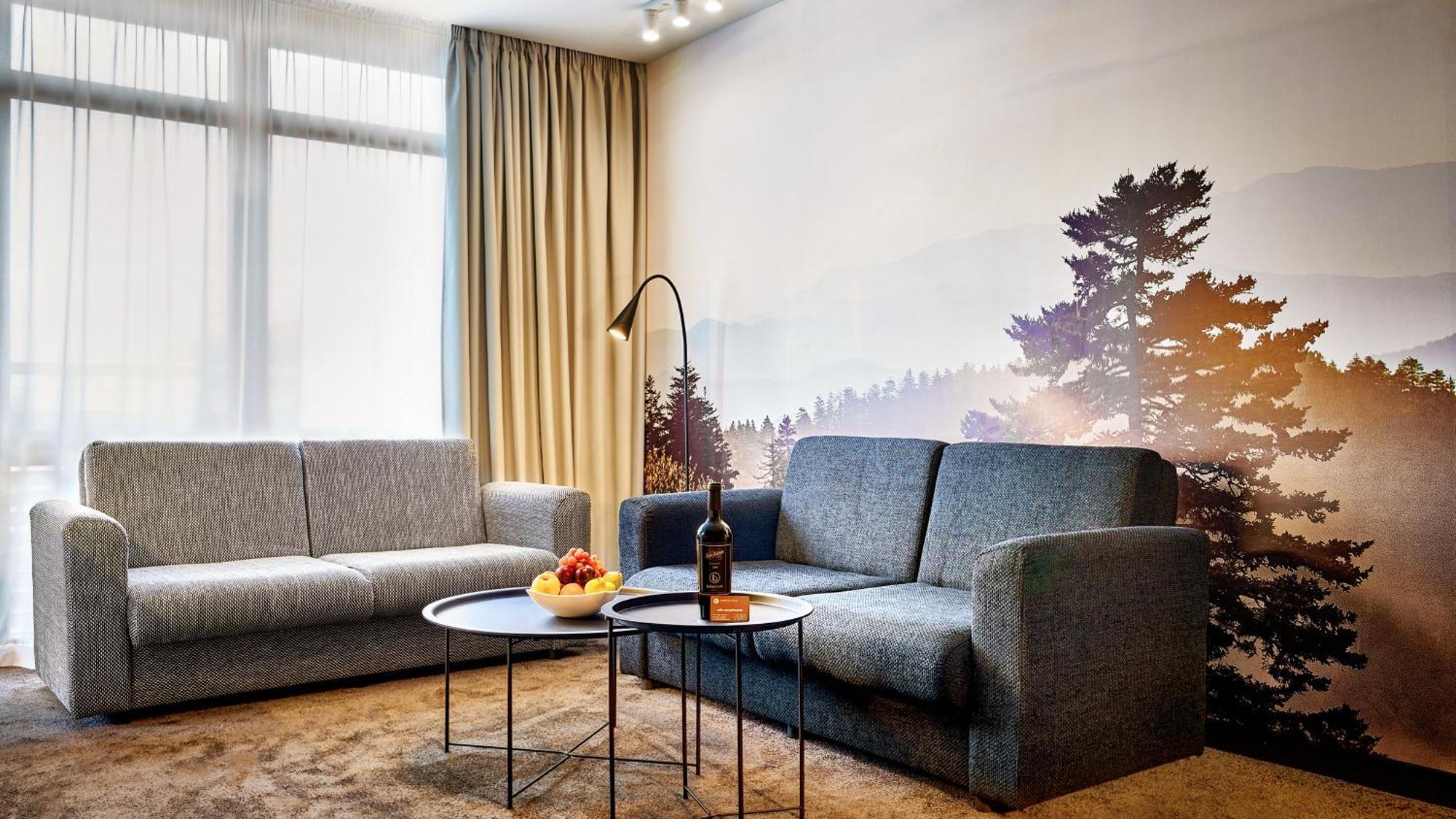 Lucky Bansko Aparthotel Spa & Relax Exterior foto A living room in a hotel